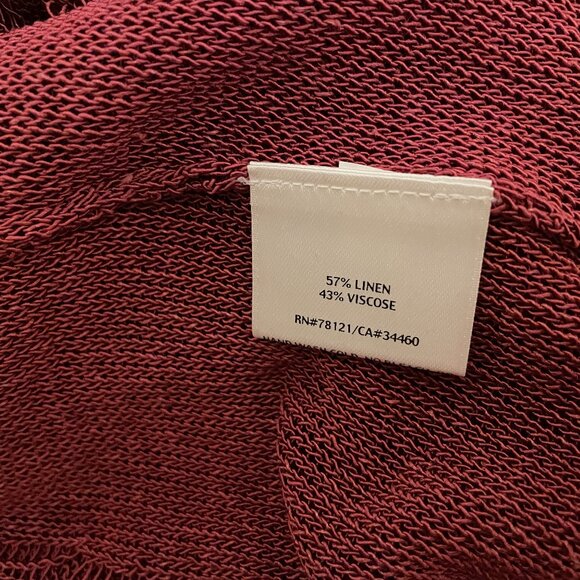 Vintage Rare Eileen Fisher Cerise Linen Drapey Asymmetric Cardigan Size XS - Picture 6 of 6